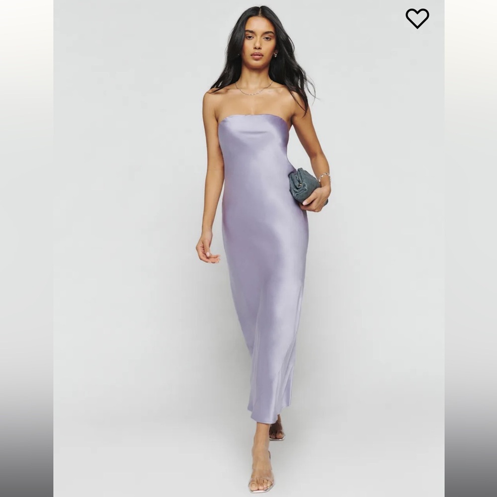 Reformation Joana Silk Dress in Aura - Picture 3 of 4